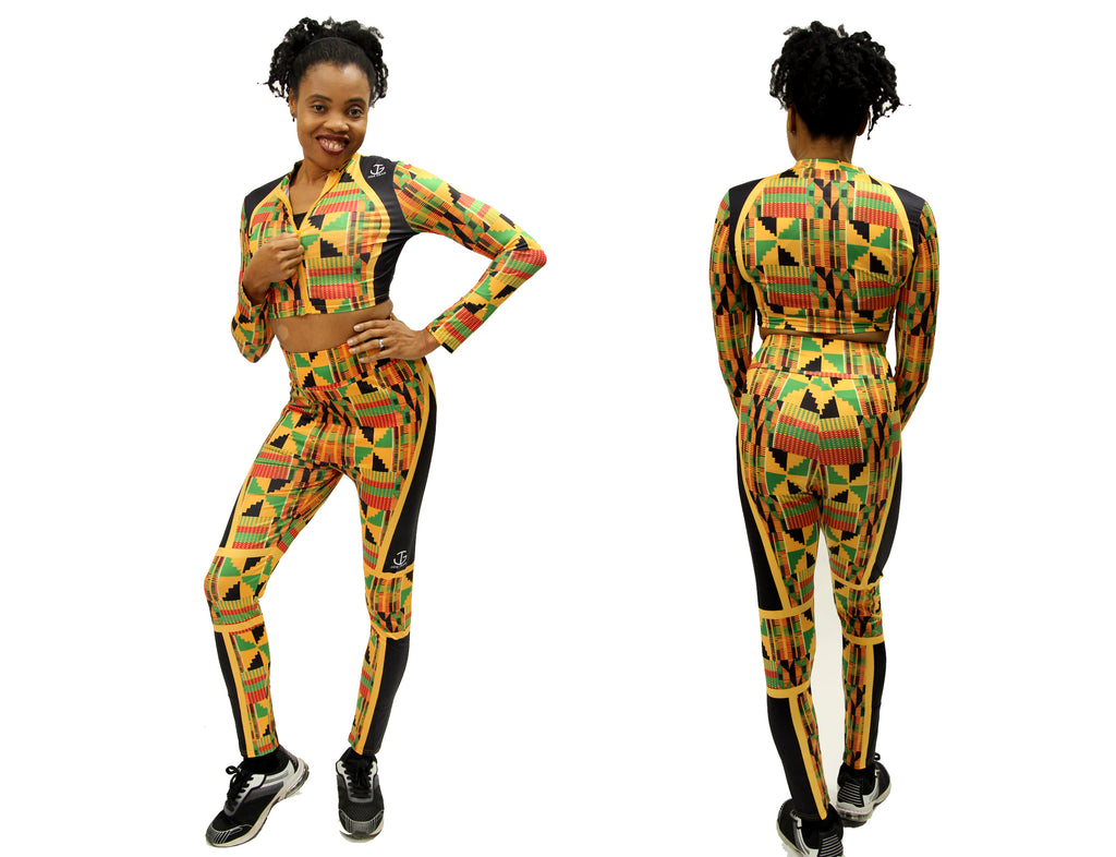 High Neck Kente Zip Up Crop Top – JIDE Gear