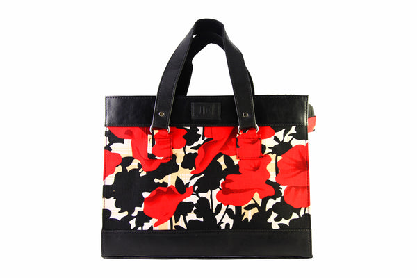 Red Floral Ankara Satchel Bag